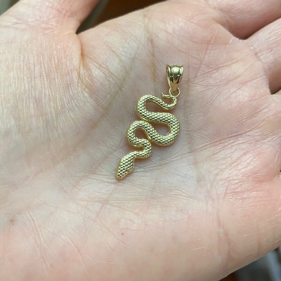 Solid 10k Gold Textured Snake-Serpent Pendant
